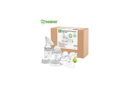 Haakaa Generation 3 Silicone Breast Pump and Bottle Premium Pack (Grey)