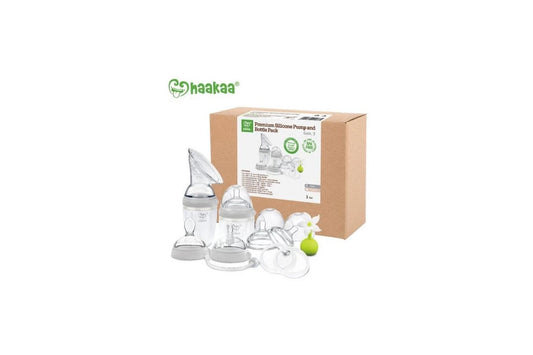 Haakaa Generation 3 Silicone Pump and Bottle Premium Pack (Grey)