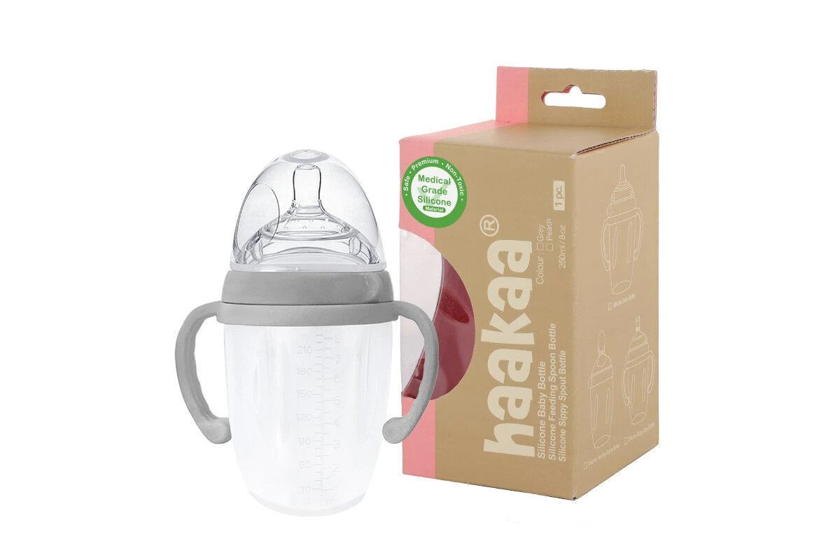 Haakaa Silicone Baby Bottle 250ml (Grey)