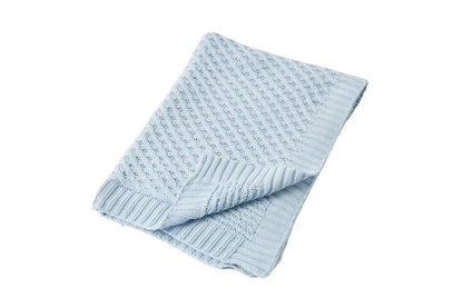 Jiggle & Giggle Cotton Basket Weave Knit Baby Blanket Infant Cuddle Wrap Blue
