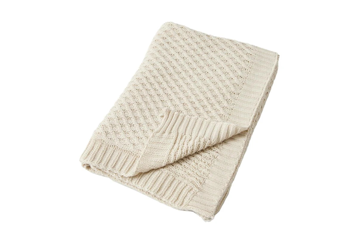 Jiggle & Giggle Cotton Basket Weave Knit Baby Blanket Infant Cuddle Wrap (Natural)