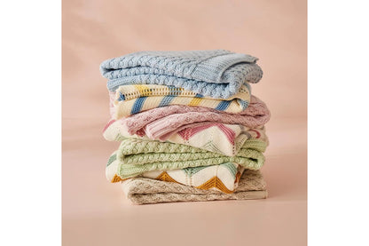 Jiggle & Giggle Cotton Basket Weave Knit Baby Blanket Infant Cuddle Wrap Pink