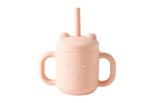 Jiggle & Giggle Riley Silicone Sippy Cup w/ Straw Baby Dinnerware (Peach)
