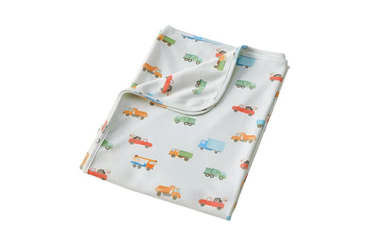 Jiggle & Giggle Toddler Trucking Along Jersey Wrap 100% Cotton (White)
