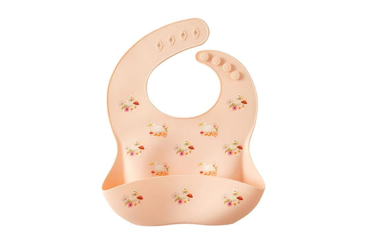 Jiggle & Giggle Waddling Around Silicone Bib Baby/Toddler Dinnerware (Peach)