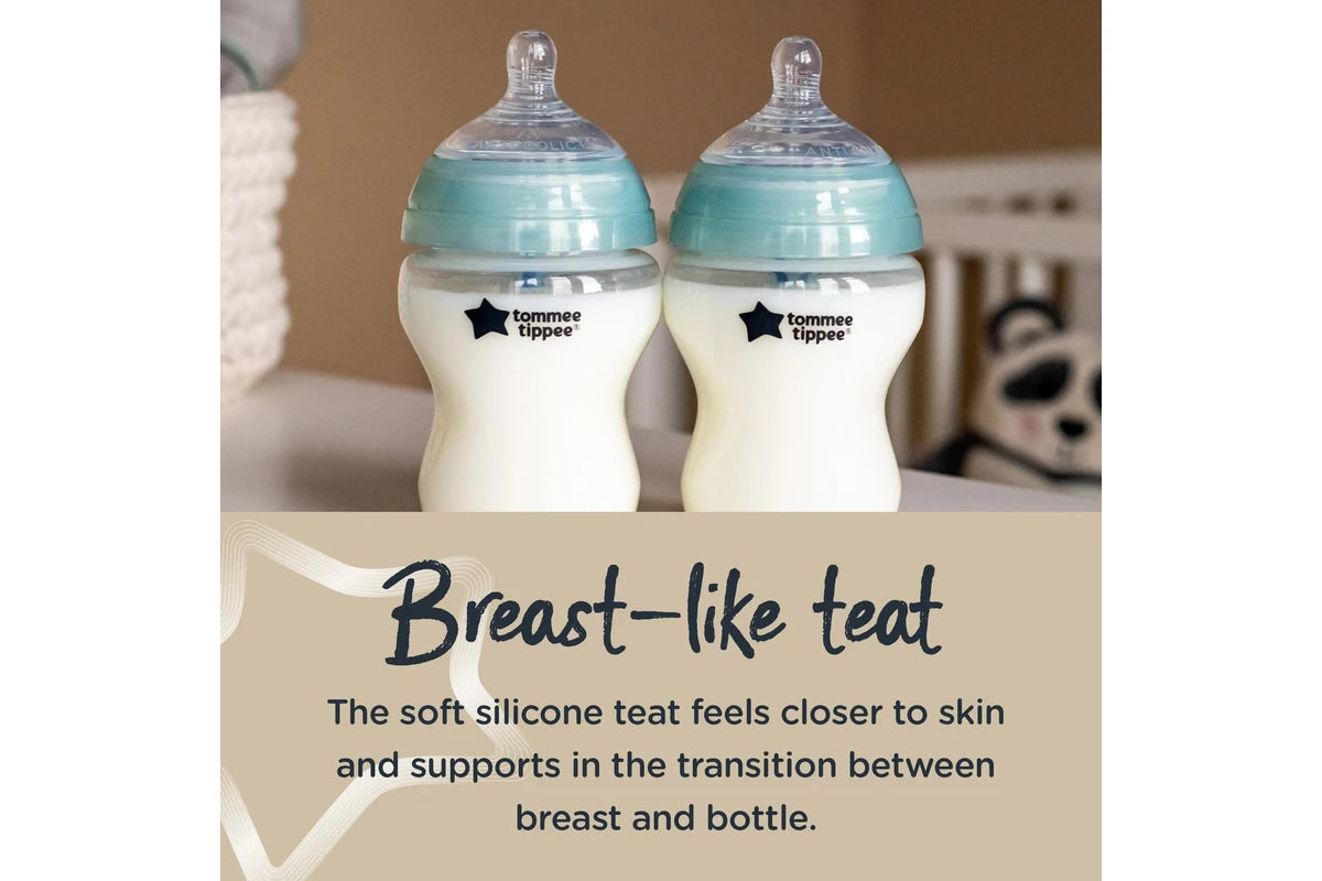 Tommee Tippee Advanced Anti-Colic Baby Bottle Teats, Breast-like, Soft Silicone, Fast Flow, 6m+, 2 Pack