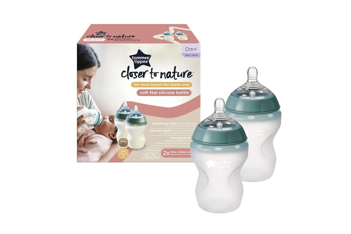 Tommee Tippee Closer to Nature Silicone Bottle Soft Feel 260mL 2 Pieces