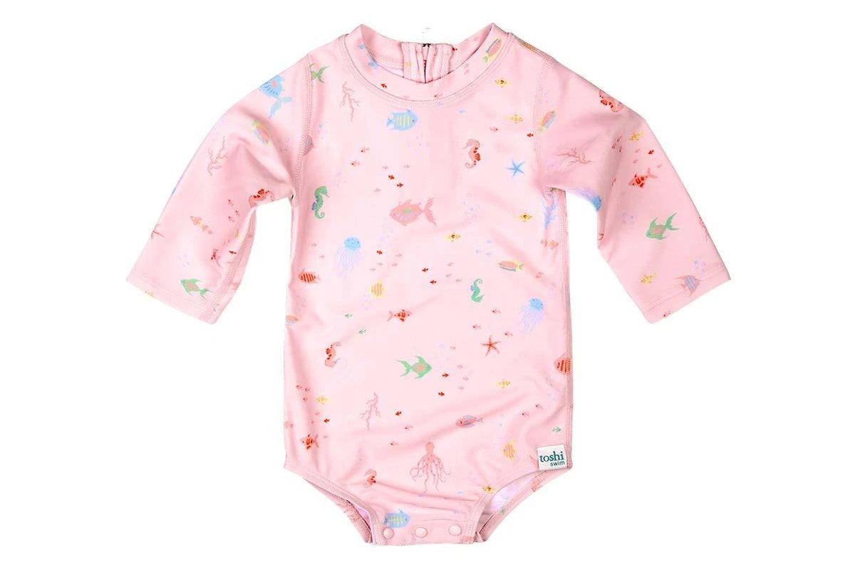 Toshi Swim Baby Onesie Long Sleeve Classic Coral