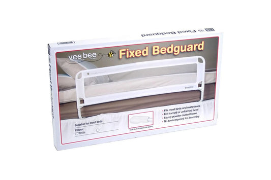 Vee Bee Bed Rail Guard 105cm White Fixed Safety Cot Fits Most Beds Rubber Grips