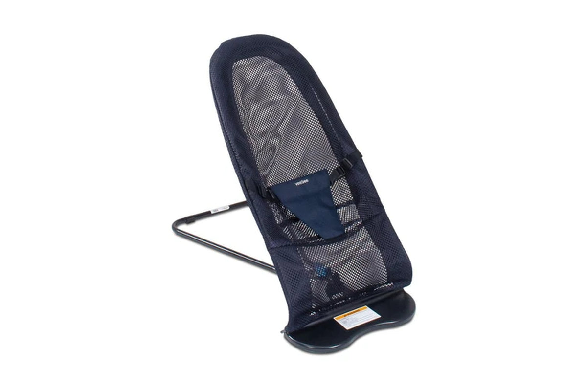 Vee Bee Baby Minder Bouncer Cushioned Seat Navy Mesh 3-Point Harness Recline