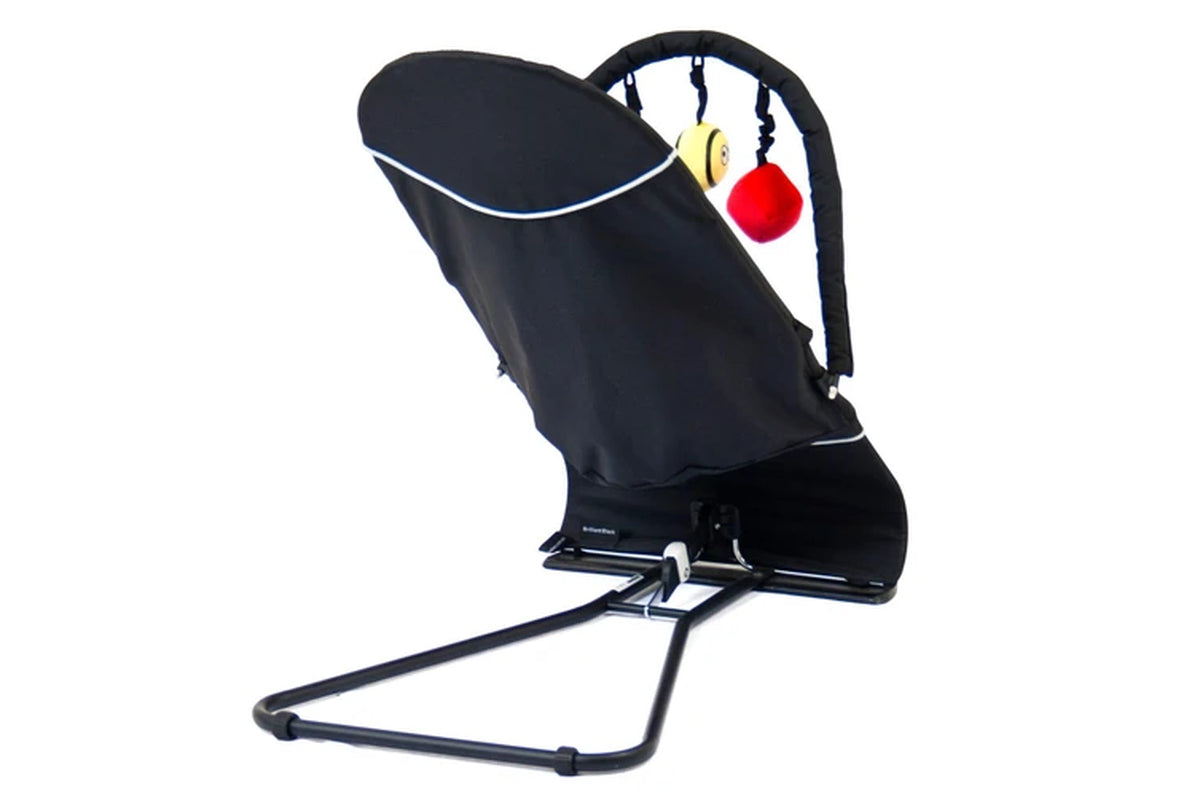 Vee Bee Baby Minder Cushioned Rocker Bouncer for Infant Seat Chair w Toys Black