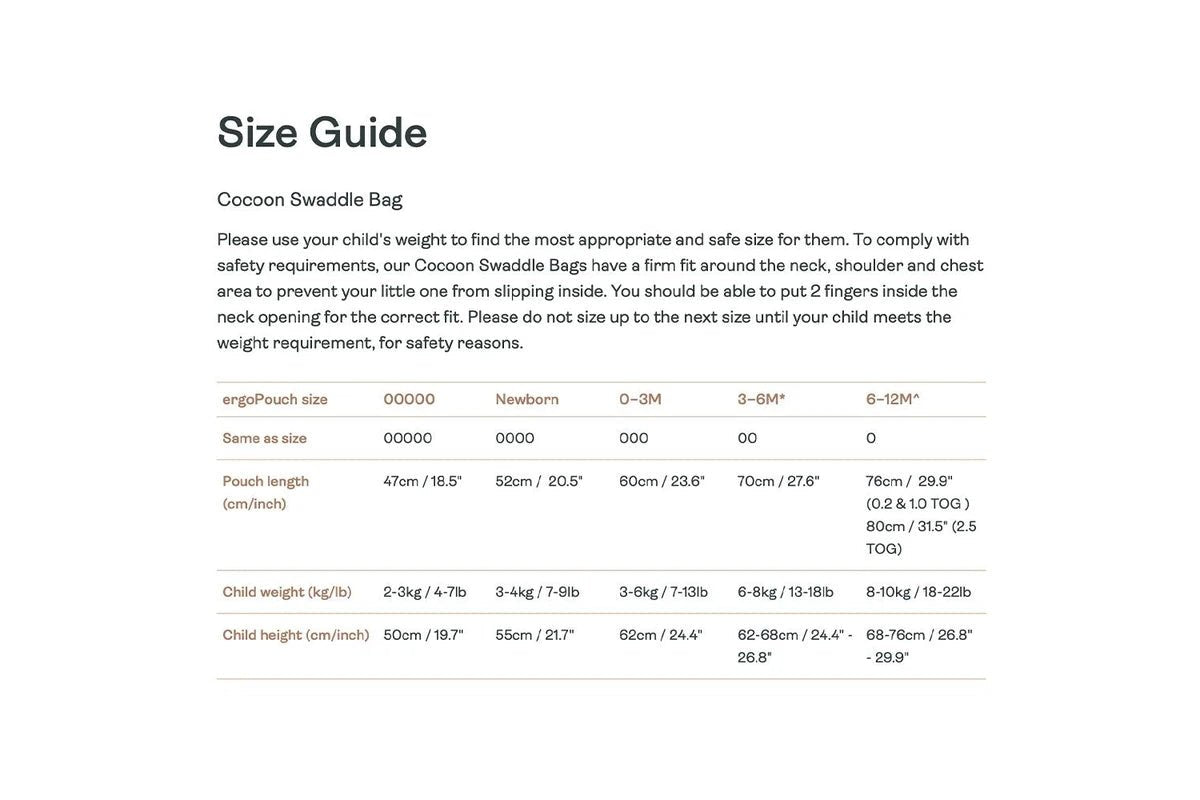 ErgoPouch Cocoon Swaddle Bag TOG 3.5 Baby Infant Breathable Willow