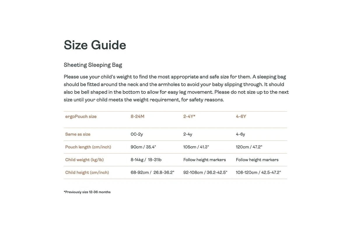 ErgoPouch Sleep Suit Bag TOG 3.5 Baby Infant Breathable Willow