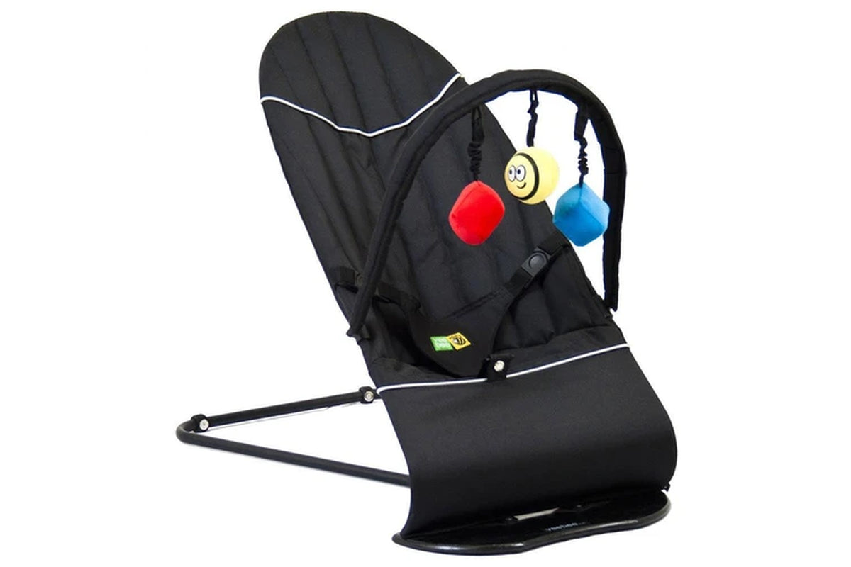 Vee Bee Baby Minder Cushioned Rocker Bouncer for Infant Seat Chair w Toys Black