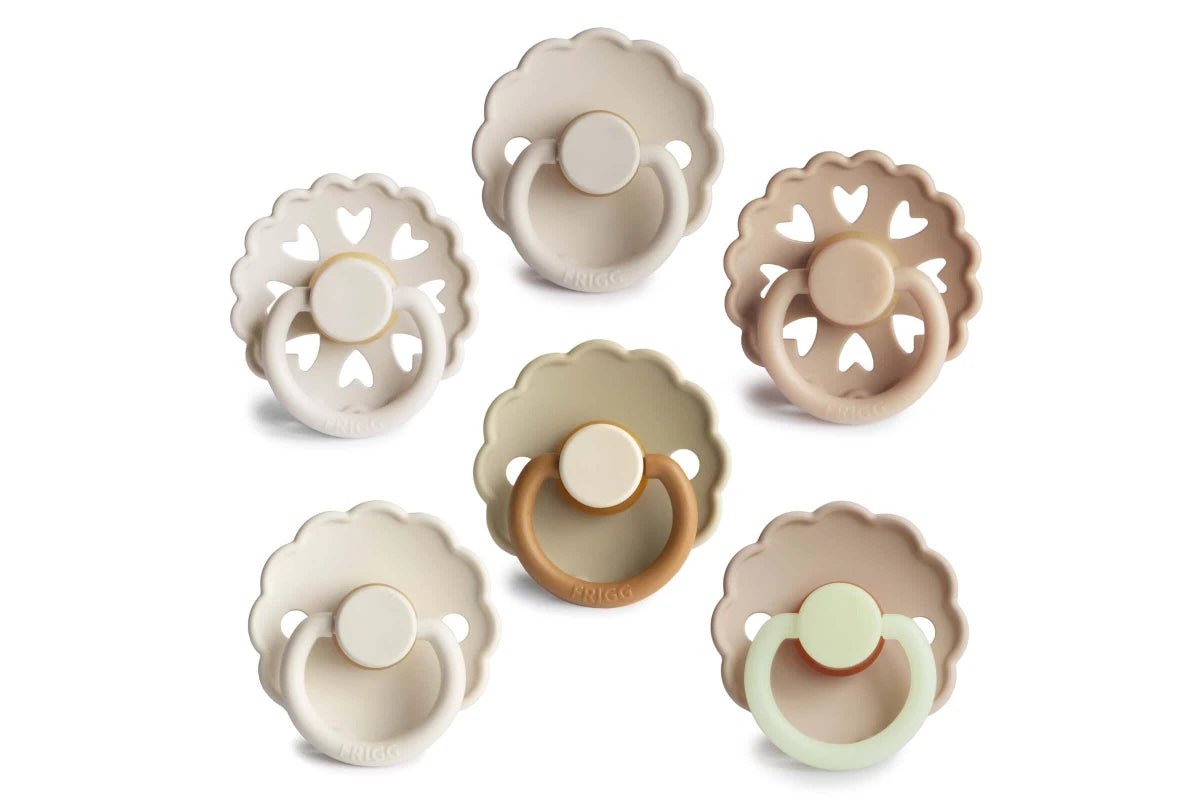 Frigg Silicone Pacifiers 6 Pack - Cinnamon Charm (0-6 months)