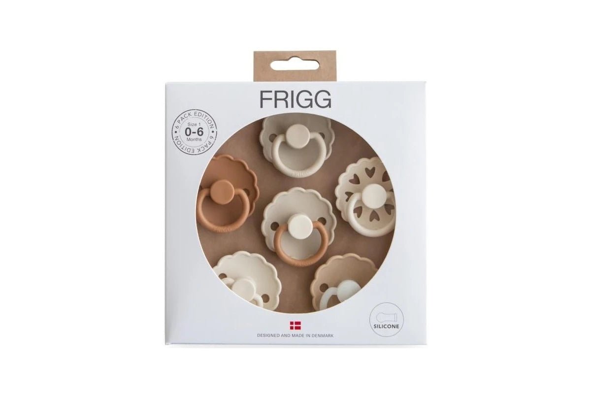 Frigg Silicone Pacifiers 6 Pack - Cinnamon Charm (0-6 months)