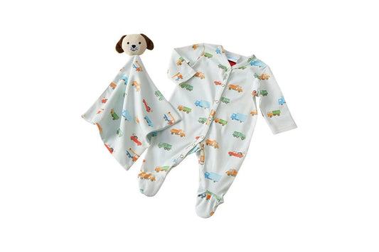 Jiggle & Giggle Baby Trucking Along Romper Comforter 100% Cotton (Blue)