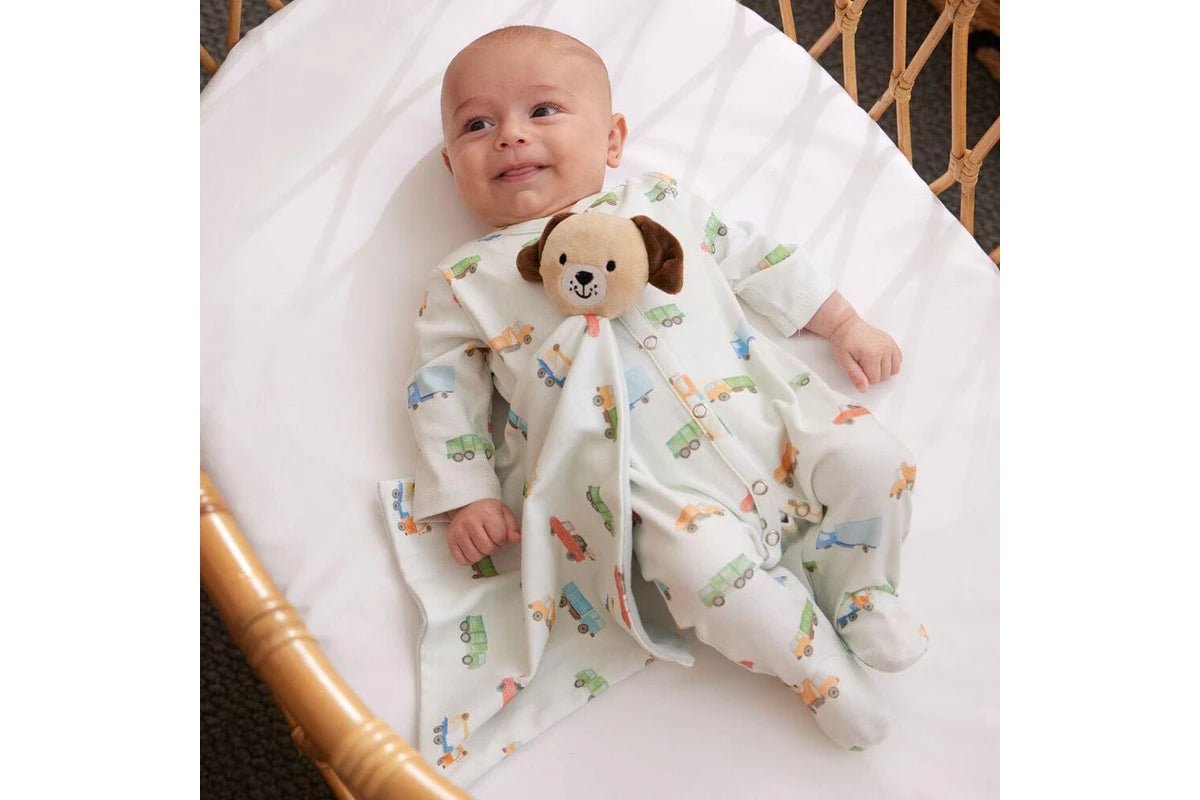 Jiggle & Giggle Baby Trucking Along Romper Comforter 100% Cotton (Blue)