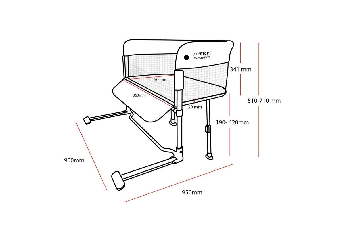 VeeBee 95cm Close To Me Co-Sleeper Bassinet 0-5m Baby Newborn Folding Adjustable